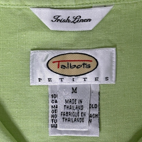 Talbots 100% Irish Linen Short Sleeve Button
Down Top Light Green Size Medium - Picture 6 of 7